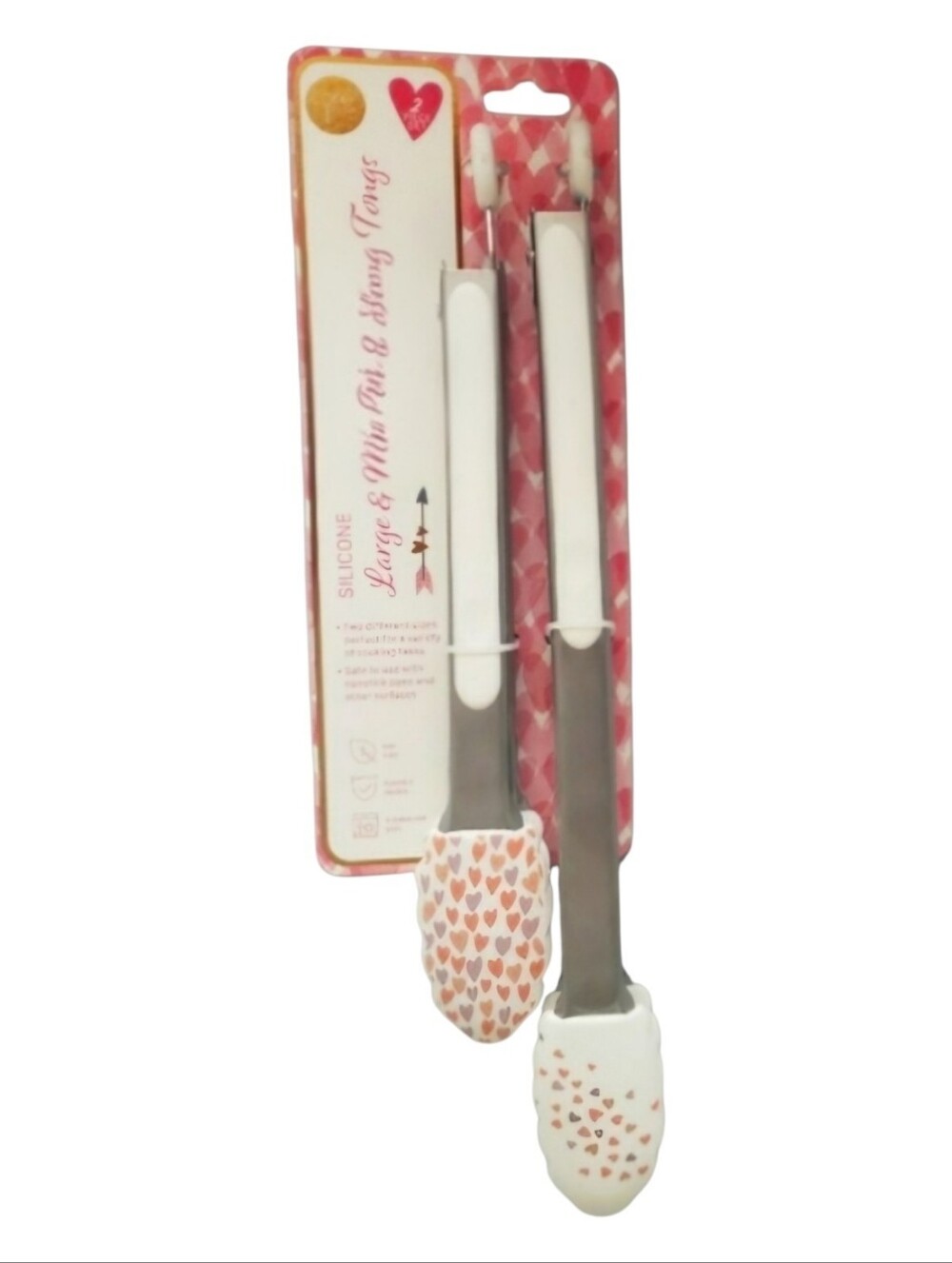 Set of 2 Locking Tongs large/medium HEART CONFETTI New